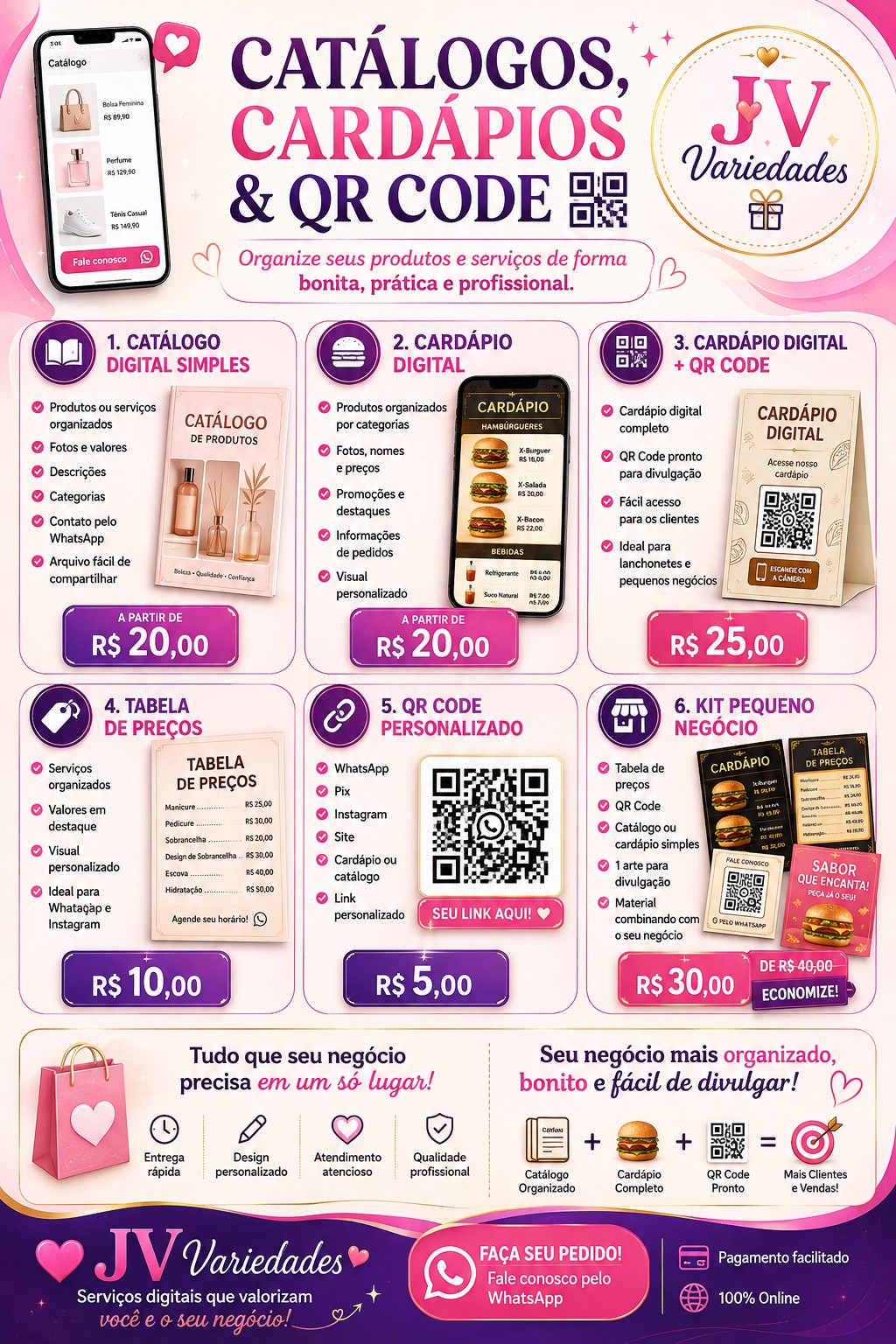 Exemplo de catálogo e cardápio digital