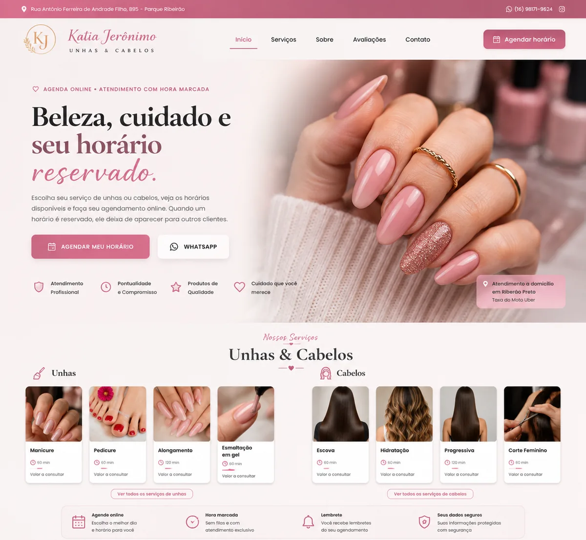Modelo de site elegante para ateliê