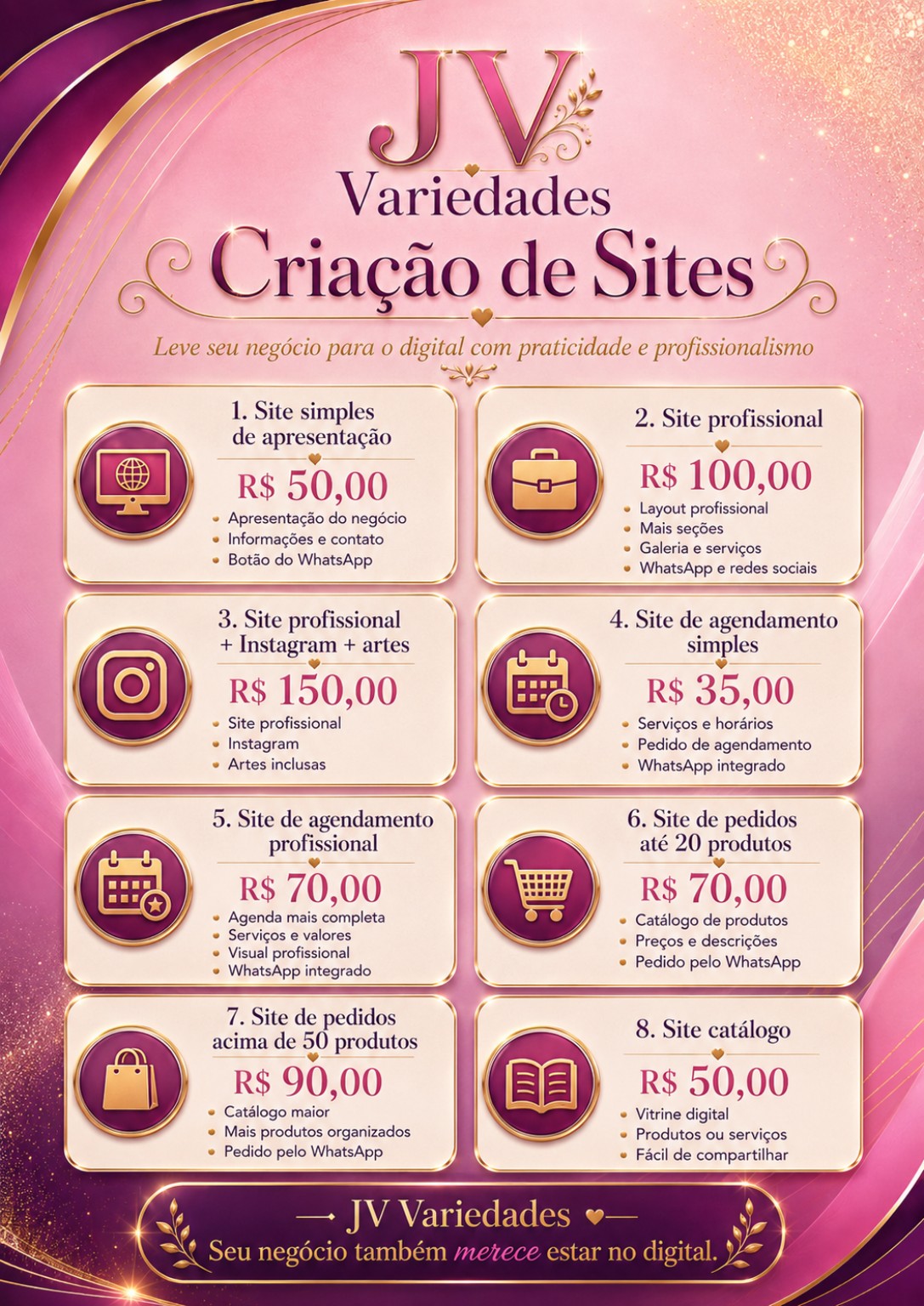 Exemplo de criação de sites JV Variedades